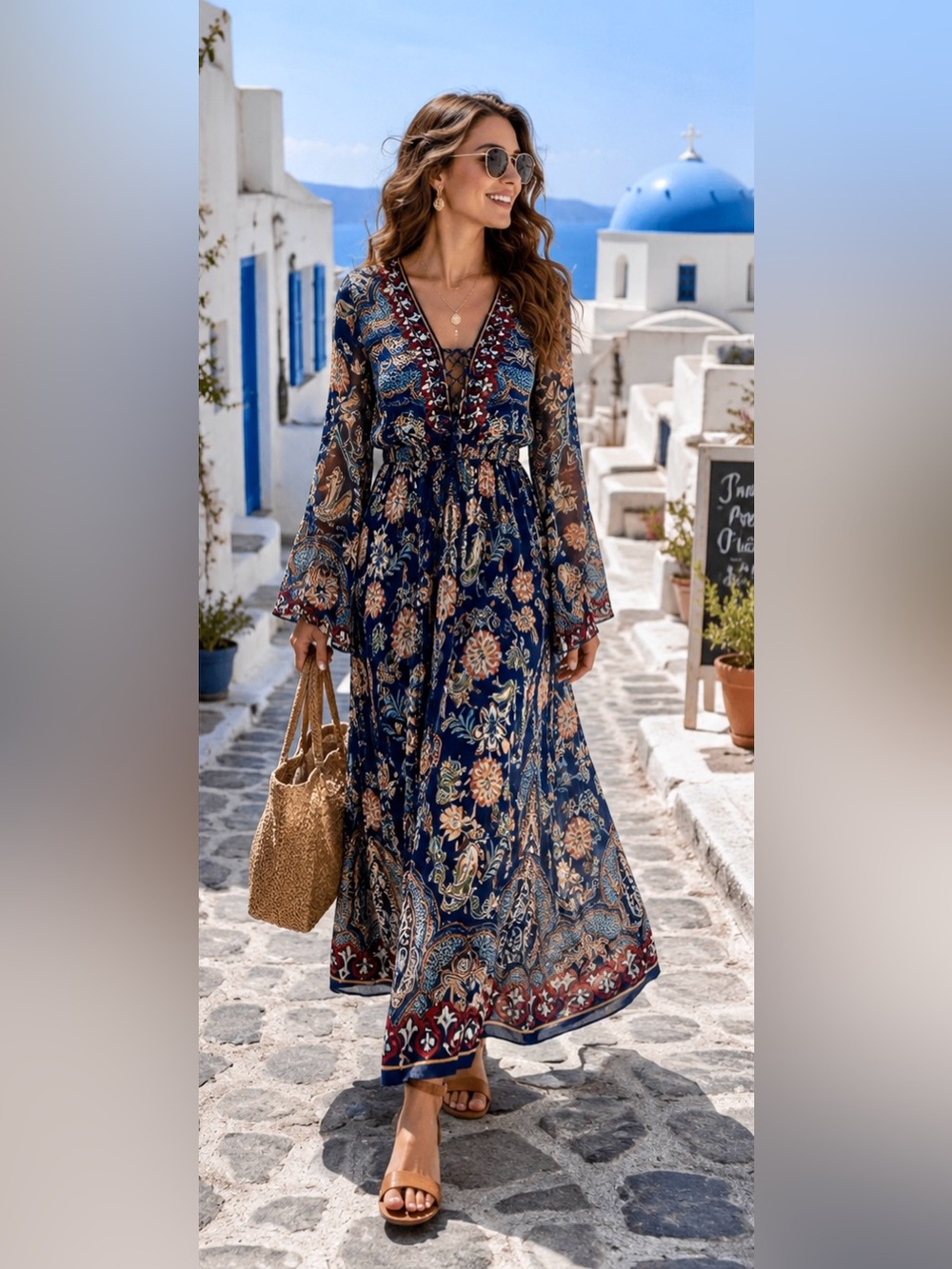 Flying Tomato Bohemian Paisley & Floral Print Dress Size Small
